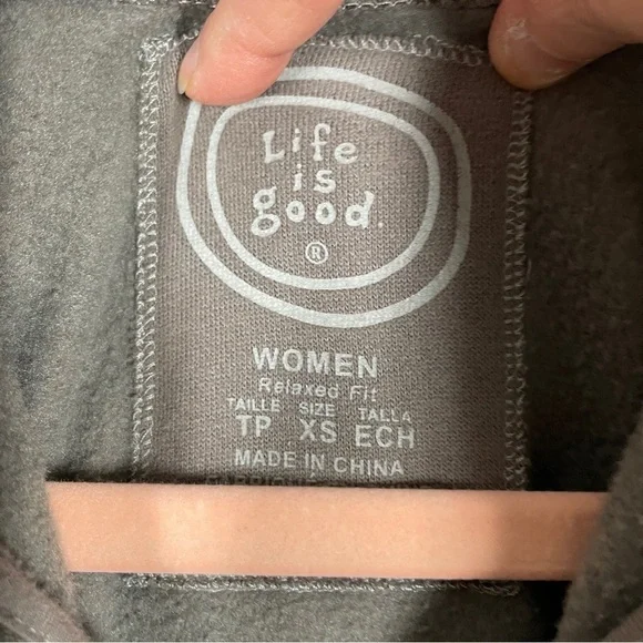 Life is Good Floral Full Zip Gray Long Sleeve Hoodie Size Extra Small - Picture 6 of 7